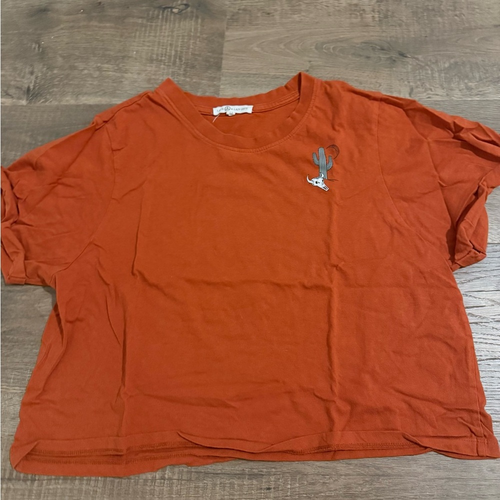 Rust Orange Cactus Graphic Crop Top